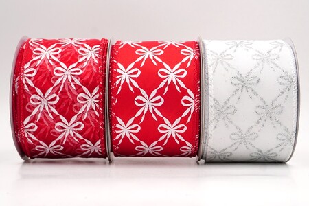 Glitter Tied Bow Pattern Wired Ribbon_KW0460.KW0461.KW0462.KW0463